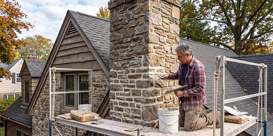 Tuckpointing Stone Chimney Lynwood