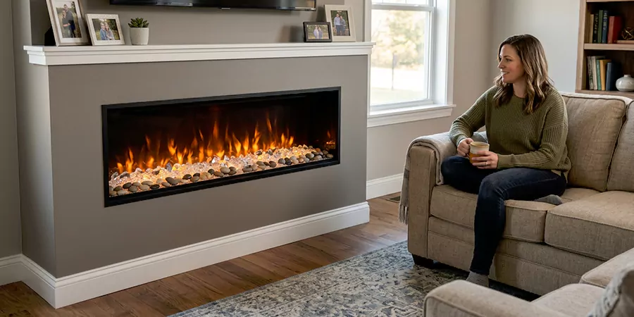 Electric Fireplace With Crystal and Pebble Embers Lynwood