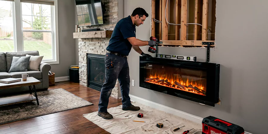 Fake Fireplace and Faux Insert Installation Lynwood