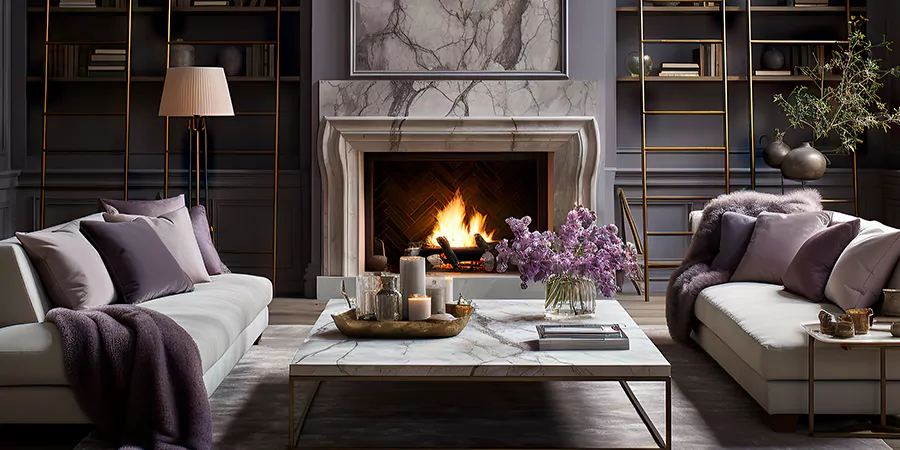 Modern Tile and Stone Fireplace Design Lynwood
